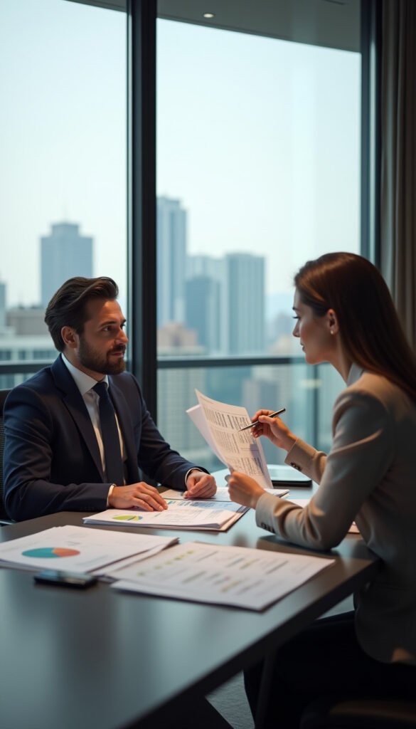 Equipo profesional de agentes inmobiliarios colaborando en una oficina, representando a Tu Zona Inmobiliaria.